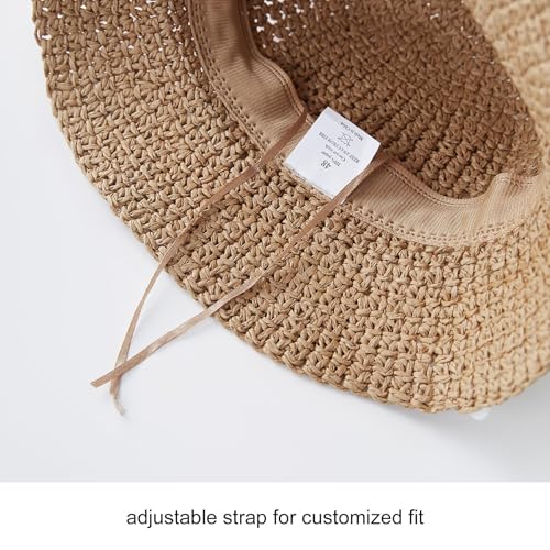 pureborn Baby Toddler Girls Straw Sun Hat Summer Beach Hat - color: Khaki Daisy, size: 6-24 Months