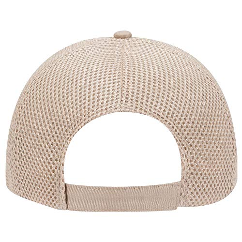 OTTO Cotton Twill w/Polyester 6 Panel Low Profile Air Mesh Baseball Cap - color: Khaki