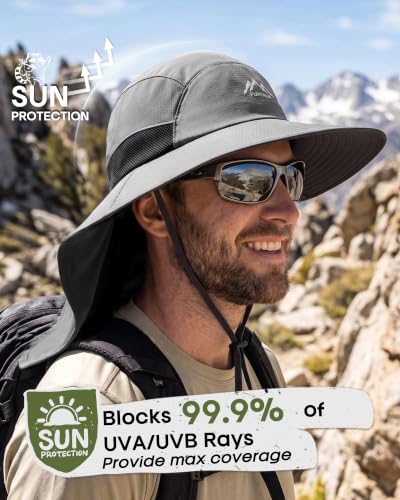 FURTALK Sun Hats with Neck Flap Sun Protection Fishing Hat for Men Women - color: Dark Grey