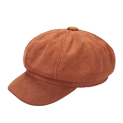Newsboy Cabbie Baker boy hat Beret Cap for Women Pageboy Visor Paperboy Hat Sailor Fiddler Hat Adjustable - color: Brown Tweed