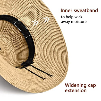 Beach Hats for Women, UPF 50+ Packable Floppy Lace Trim Sun Hat - color: Beige
