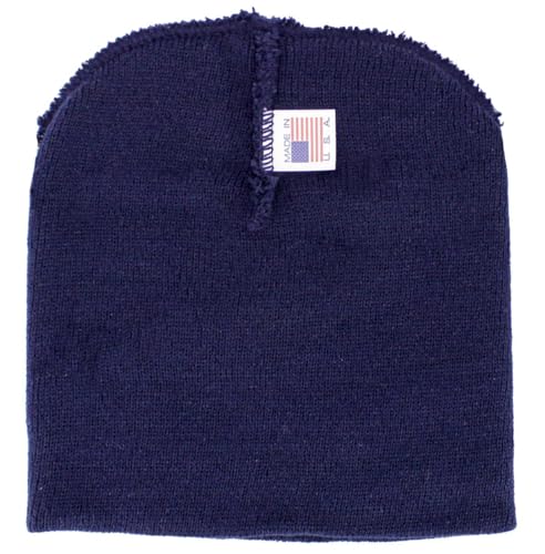 KBETHOS Made in USA Classic Men's Women's Cuffed Folded Acrylic Knit Beanie Hat Solid Unisex Cold - color: Navy Solid Short Beanie
