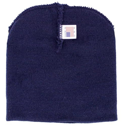 KBETHOS Made in USA Classic Men's Women's Cuffed Folded Acrylic Knit Beanie Hat Solid Unisex Cold - color: Navy Solid Short Beanie