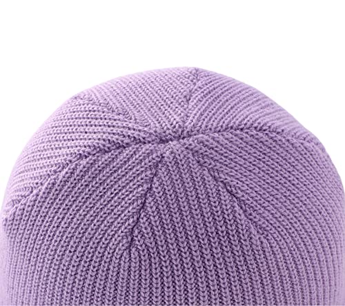 Connectyle Classic Double Layer Knit Beanie Hat Warm Thick Acrylic Winter Hats Daily Cuffed Beanies Watch Hat for Men Women - color: Light Purple