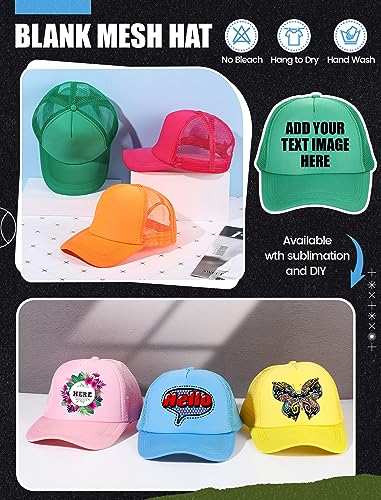 Tarpop 10 Pcs Sublimation Blank Trucker Hats Bulk - color: Bright Colors