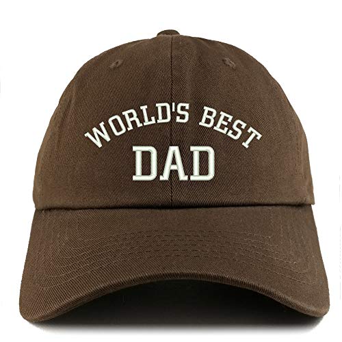 Trendy Apparel Shop World's Best Dad 단색 조절 가능한 비정형 아빠 모자 - color: Brown