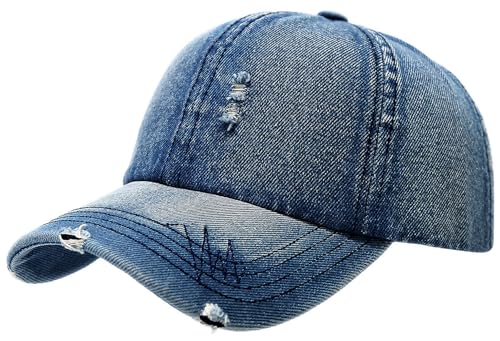 Women's Men's Fashion Baseball Cap Adjustable Strapback Hats Dad Hat Visor Sports Hat - color: Denim Blue