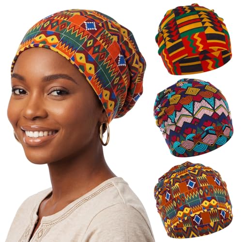 Bohend Bohemian Beanie Hats Headwear Cap Stretch Non Slip Bandanas Sleep Turbans Hats for Women Men Close top Head Covering - style: Boho 2