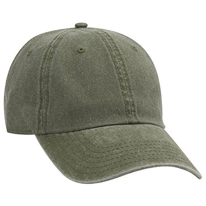 OTTO Garment Washed Pigment Dyed Cotton Twill 6 Panel Low Profile Dad Hat - color: Ol. Green