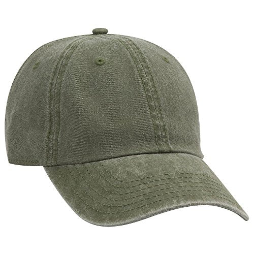 OTTO Garment Washed Pigment Dyed Cotton Twill 6 Panel Low Profile Dad Hat - color: Ol. Green