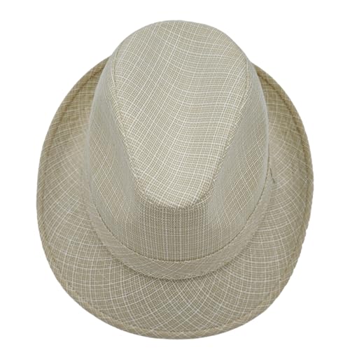 Men's 20s Trilby Fedora Short Brim Panama Hat Unisex Casual Jazz Cap - color: Milk White, size: Large-X-Large