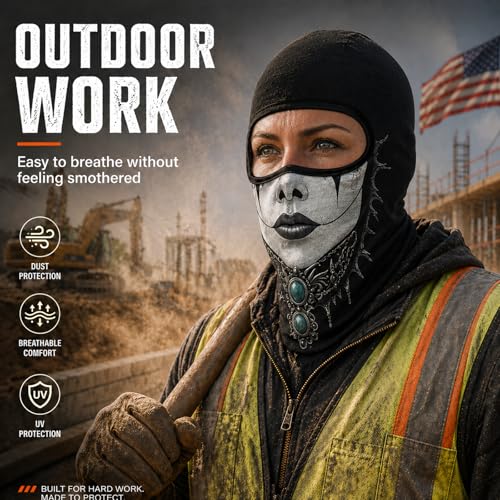 Obacle Balaclava Face Mask for Men Women Motorcycle Ski Hunting Cycling Fishing - color: Skull Women Gray Face Gray Lip