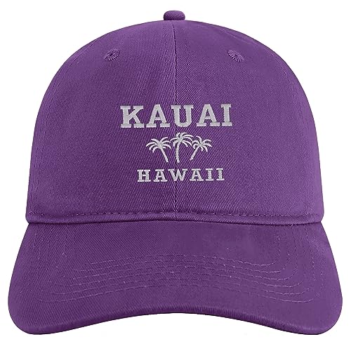 Trendy Apparel Shop Kauai Hawaii Embroidered Brushed Cotton Cap - color: Purple