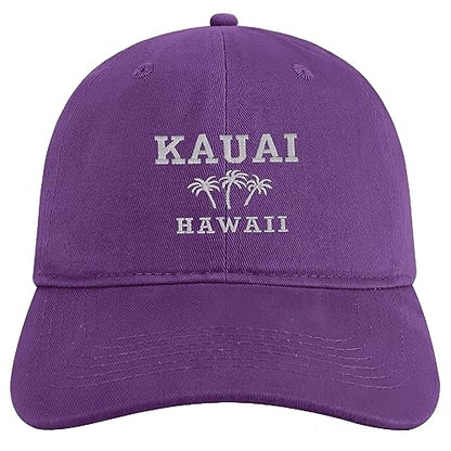 Trendy Apparel Shop Kauai Hawaii Embroidered Brushed Cotton Cap - color: Purple