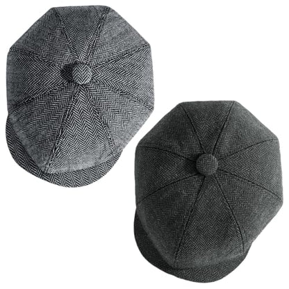 Senker Fashion 2 Pieces Newsboy Cap for Men - color: Light Grey Dark Grey