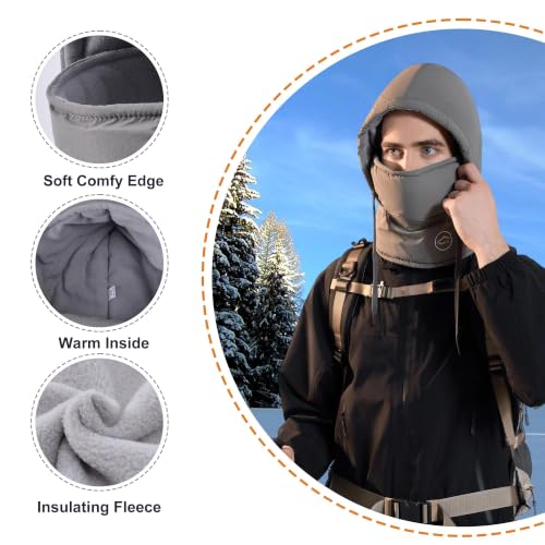HUAMULAN Unisex Winter One Piece Balaclavas Hoodie Ski Snow Hats Earmuff - color: Darkgray Solid