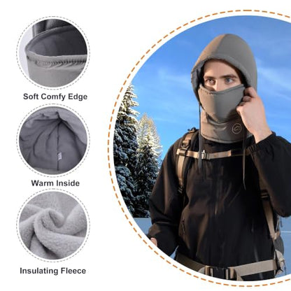 HUAMULAN Unisex Winter One Piece Balaclavas Hoodie Ski Snow Hats Earmuff - color: Darkgray Solid