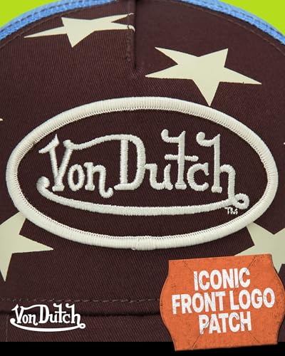 Von Dutch Unisex Americana Star Trucker Hat, Mesh Back, Snap-Back - color: Burgundy