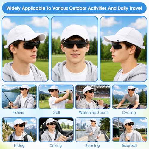 DEECOZY Outdoor Polarized Sunglasses, Fishing Cycling Traveling Flip Cover UV Protection Sunglasses That Can Clip on the Cap - color: Black+blue