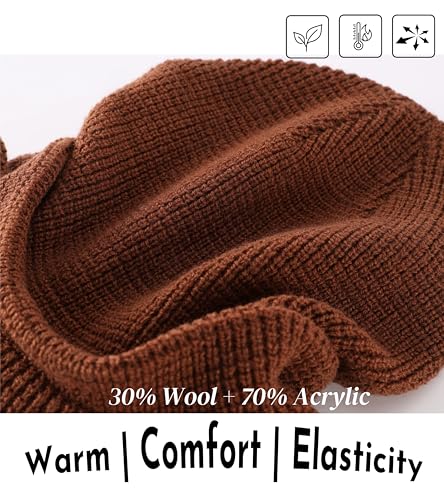 Home Prefer Mens Wool Blend Winter Hat Double-Layer Warm Knit Pre-Curve Visor Beanie Brimmed Beanies Hat for Men Women - color: Brown