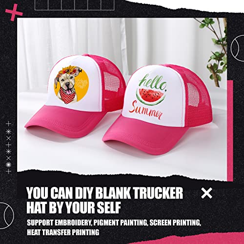 Tarpop 10 Pcs Sublimation Blank Trucker Hats Bulk - color: Hot Pink and White