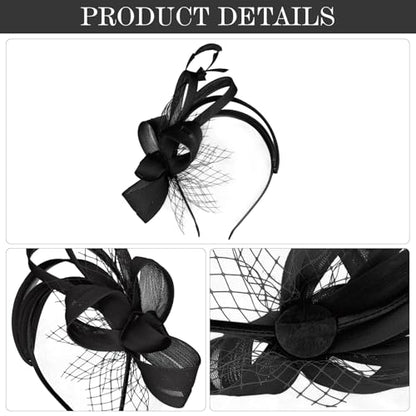 Fascinators Hats for Women, Fascinator Headband Tea Party Hat - color: Black