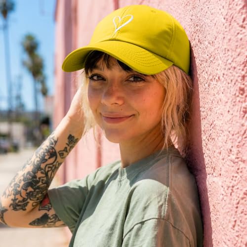 Hand Drawn Heart Hat Womens Embroidered Baseball Cap - color: Gold