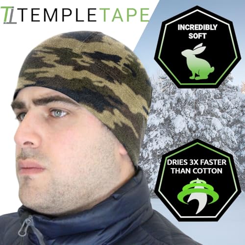 Temple Tape Tactical Fleece Watch Cap Beanie – Skull Cap Fleece Hat - Mens & Women - color: Camo, size: One Size