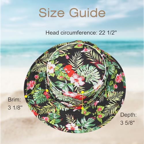 Bucket Hat UV Protection Sun Hat, Boonie Fishing Safari Hats for Outdoors - color: Floral Print Green