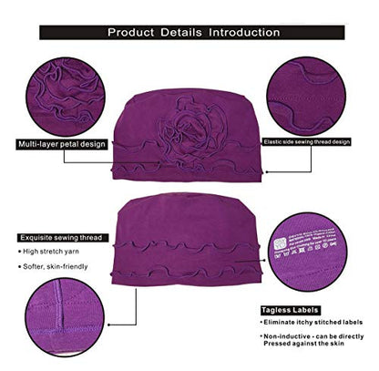 osvyo Chemo Headwear Turban Cap for Women - Cancer Beanie Hair Loss Sealed Packaging - color: Cotton Deep Sea Blue