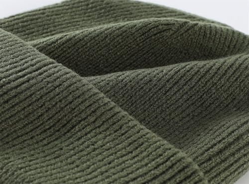Connectyle Thick Cuffed Beanie for Men & Women Double Layer Knit Winter Hat Acrylic Watch Hat Warm Stocking Skull Cap - color: Army Green