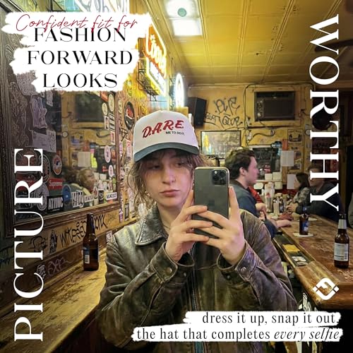 Funky Junque Adult Trucker Snapback Hat 2-Tone Baseball Cap - color: Dare Me to Do It - Black/White