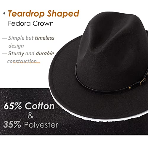 Lisianthus Women Belt Buckle Fedora Hat - color: Black