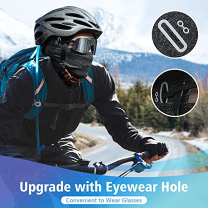 Winter Balaclava Ski Mask for Men Women, Windproof Thermal Face Mask Cold Weather Scarf for Cycling Skiing Climbing - color: Black,grey