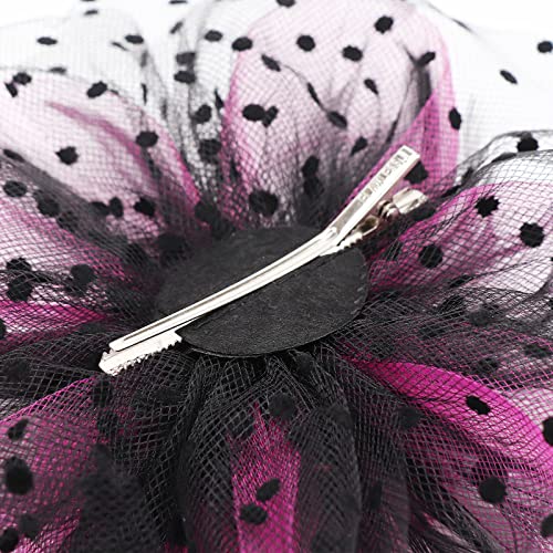 AQOKKA Women Fascinators Hats Flower Fascinators with Headband and Clip Tea Party Headwear for Women and Girls - color: 1 Pc 7" Diameter / Black Fuschia a