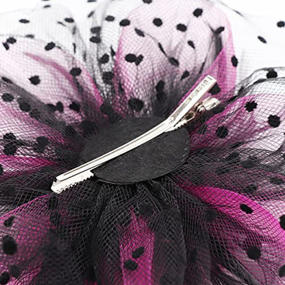 AQOKKA Women Fascinators Hats Flower Fascinators with Headband and Clip Tea Party Headwear for Women and Girls - color: 1 Pc 7" Diameter / Black Fuschia a