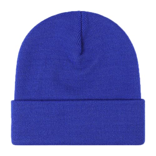 Rosoz Beanie for Men Women Cuffed Knit Hat Winter Beanies Skull Cap Unisex - color: Royal Blue