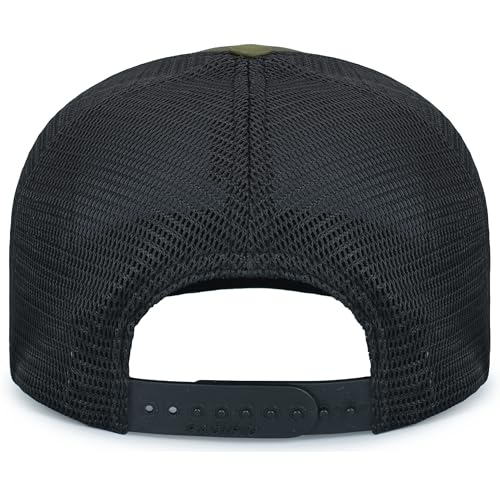 Pacific Headwear Contrast Stitch Trucker Pacflex Snapback Cap - color: Moss/Lt Charcoal/Moss