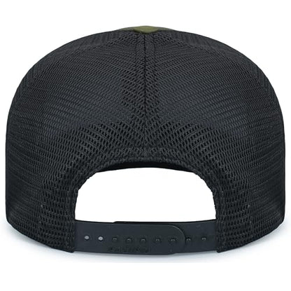 Pacific Headwear Contrast Stitch Trucker Pacflex Snapback Cap - color: Moss/Lt Charcoal/Moss