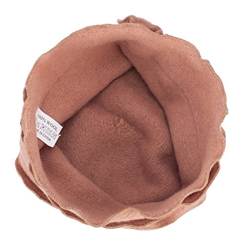 Womens Gatsby 1920s Winter Wool Cap Beret Beanie Crochet Bucket Flower Hat A285 - color: Camel