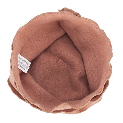 Womens Gatsby 1920s Winter Wool Cap Beret Beanie Crochet Bucket Flower Hat A285 - color: Camel