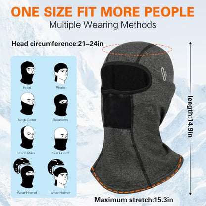 Balaclava Ski Mask for Men Women Velvet-Lined Full Head Cover Neck Gaiter - color: Ylr1-black+navy
