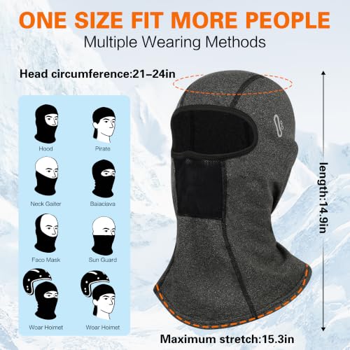 Balaclava Ski Mask for Men Women Velvet-Lined Full Head Cover Neck Gaiter - color: Ylr1-black+green