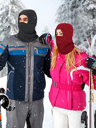 Geyoga Winter Fleece Balaclava Hat for Men Women - color: Grey, Wine Red