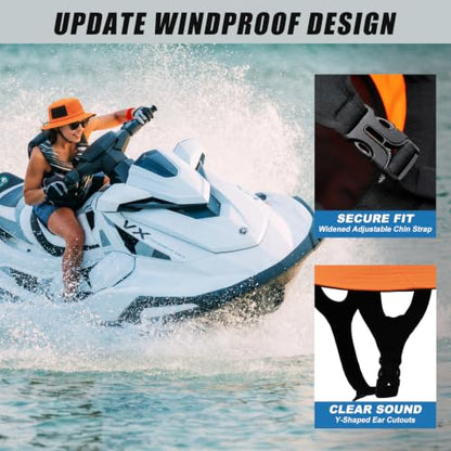 Surblue Surf Bucket Hat with Widened Chin Straps UPF 50+ Windproof Sun Hat Adjustable Packable Cap for Water Sports Surfing - color: Orange