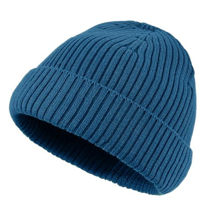 Clakllie Swag Beanie for Men Cuffed Thick Knitted Hat Warm Winter Hats Plain Stocking Skullcap Stretchy Fisherman Beanies Hat - color: Cdus-kh43-blue