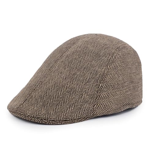 Men's Herringbone Newsboy Gatsby Cabbie Cap，Flat Gatsby Newsboy Driving Hat Cap Irish Hunting Newsboy Cap - color: Coffee, size: Medium-Large