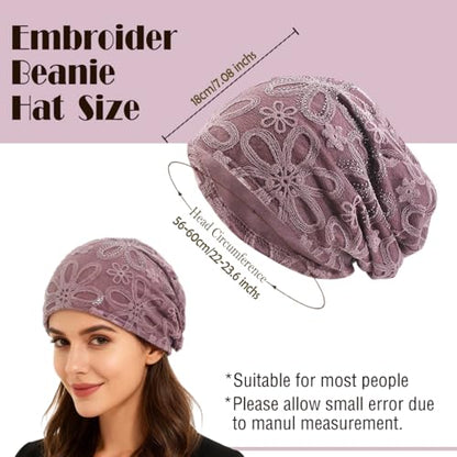 Crochet Slouchy Beanie Hat Turbans Headware for Women - color: Bea10 - Purple
