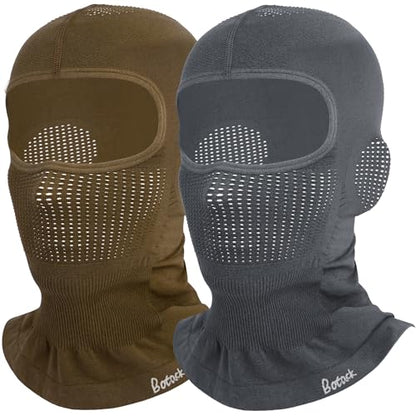 2 Pack Breathable Balaclava Ski Mask, Motorcy Helmet Liner Men Women - color: Grey+Khaki