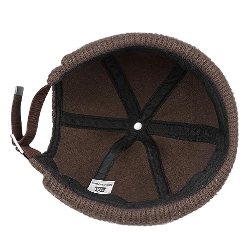 Clakllie Warm Brimless Hat Knitted Skull Cap Docker Hat Soft Beanie Worker Hat Rolled Cuff Sailor Fisherman Leon Hat - color: S-dbh04-brown